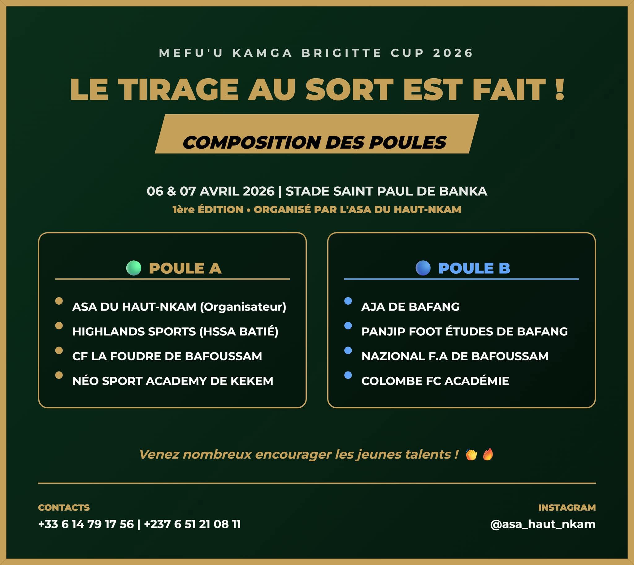 MEFU’U KAMGA BRIGITTE CUP 2026 : le tirage au sort a rendu son verdict